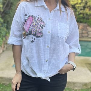 Blusa Love blanca — Ofertas, Ofertas, Poleras/blusas/tops | Loca Tentación Chile