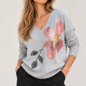 Sweater Flor gris