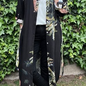 Vestido camisero Forest negro detalle 10 — Chaquetas/tapados/abrigos/kimonos, Ofertas, Ofertas | Loca Tentación Chile